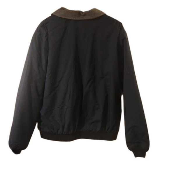 L.L. Bean Mens Warm-up Jacket in Navy Zip Pockets Gray Fleece Lined Size L Reg - Picture 2 of 7